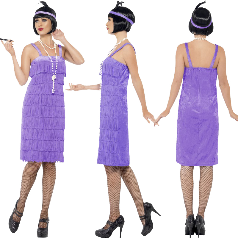 New Ladies Adult Fringe Flapper Jazz 20s 30s Fancy Dress Costume